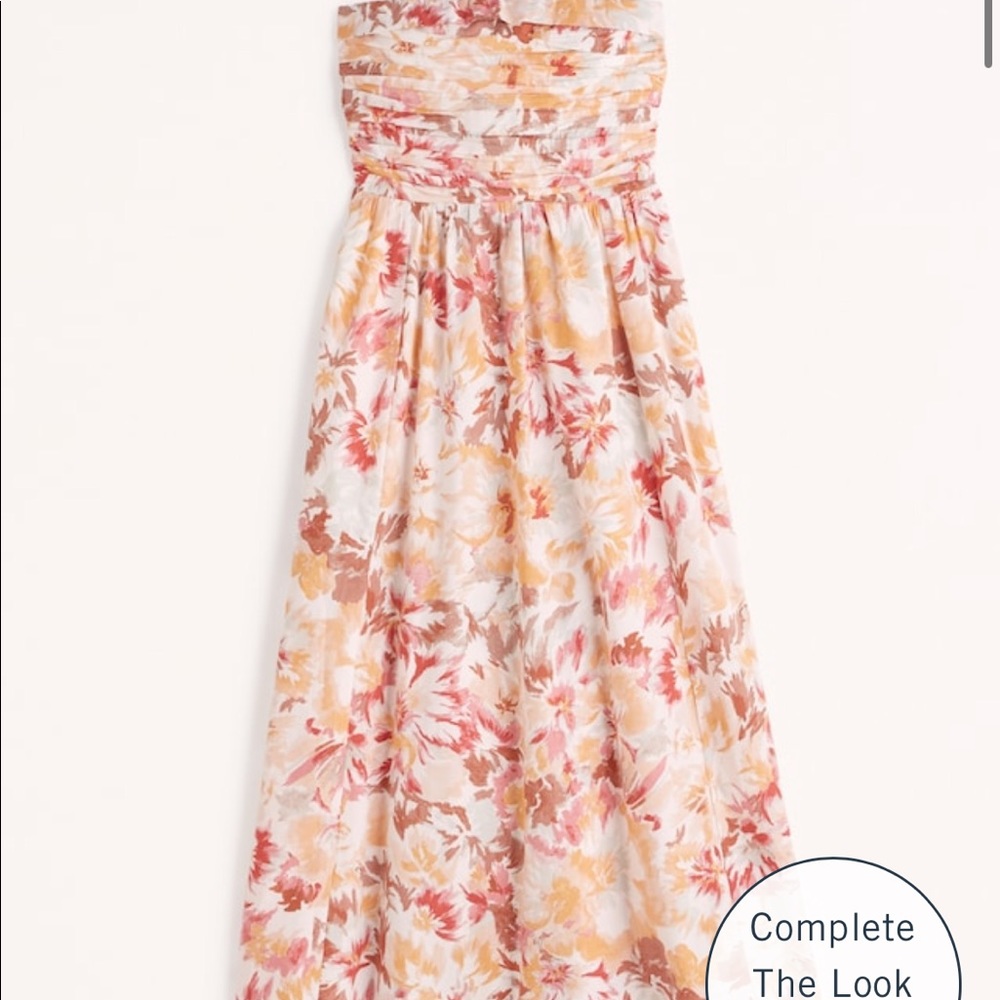 Abercrombie Poplin Strapless Midi Dress